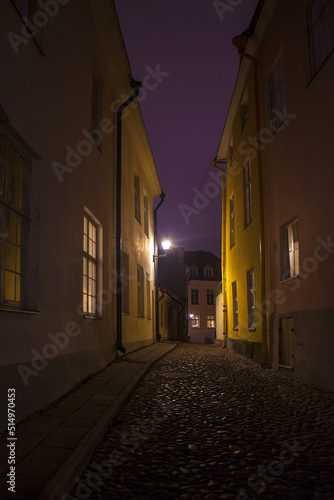 Evening street of Old Town in Tallinn  Estonia