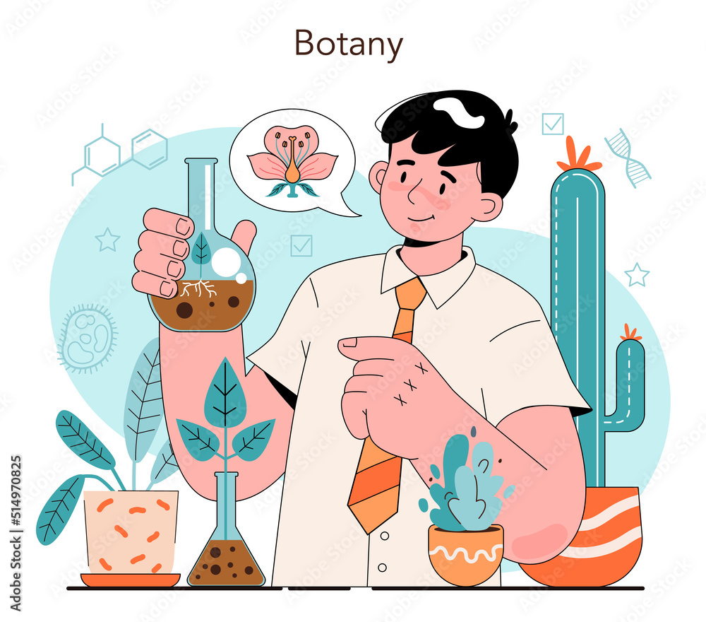 Biology school subject concept. Students exploring nature Stock Vector ...