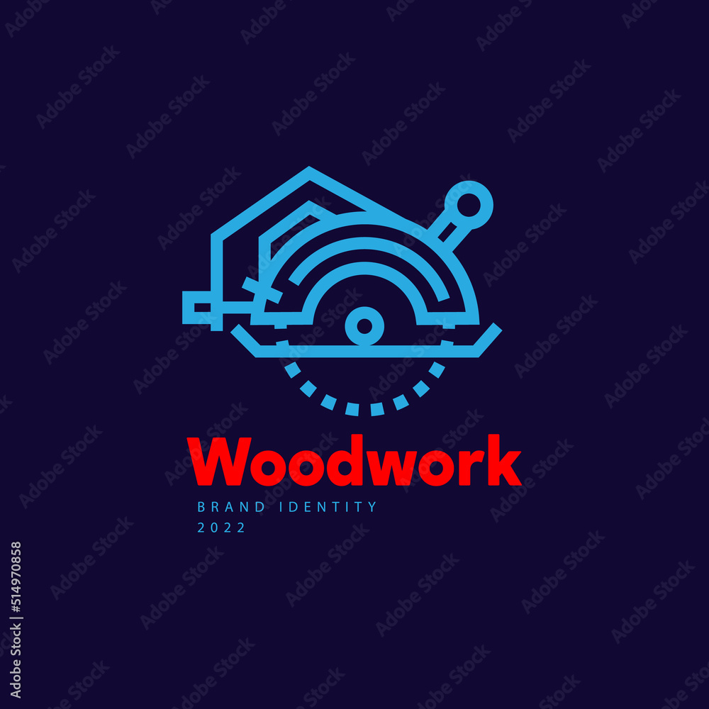 Obraz premium Electric saw emblem. Woodwork.