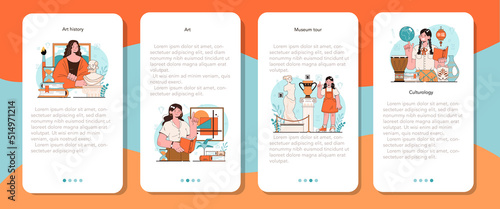 History of art school education mobile application banner set