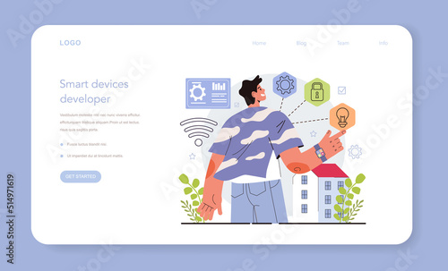 Internet of things development web banner or landing page