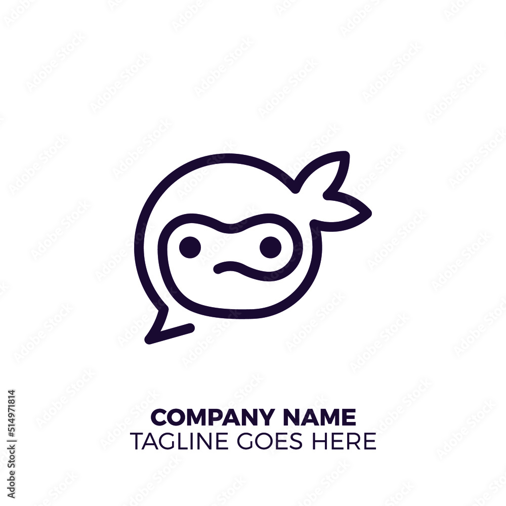 ninja chat logo simple vector design illustration template ninja chat logo simple vector design illustration template