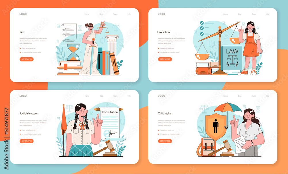 Law class web banner or landing page set. Punishment and judgement Law class web banner or landing page set. Punishment and judgement