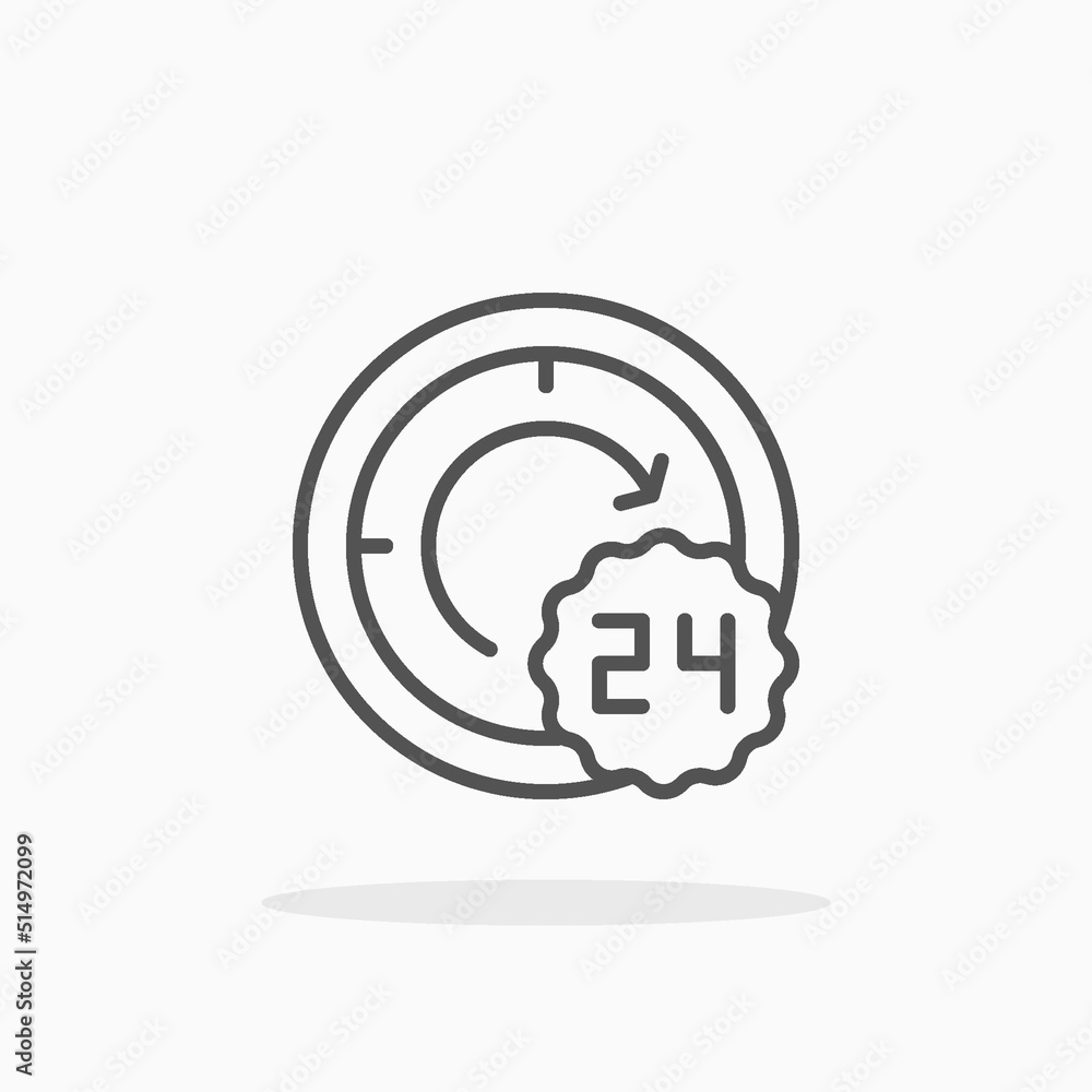 24 Hours line icon. Editable stroke and pixel perfect. Can be used for digital product, presentation, print design and more. 24 Hours line icon. Editable stroke and pixel perfect. Can be used for digital product, presentation, print design and more.