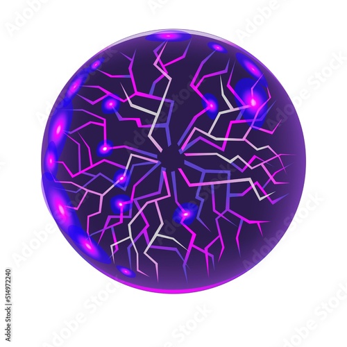 Bright colorful fortune telling ball in cartoon style for poster. Energy mysterious globe, magical crystal glass prediction supernatural orb