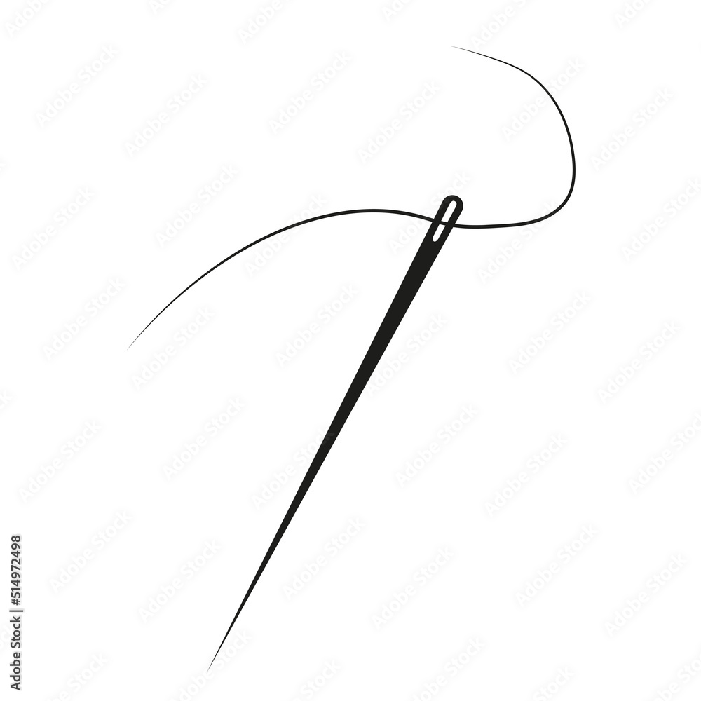 Needle icon. Needle and thread silhouette icon. On white background. Vector illustration eps10 Needle icon. Needle and thread silhouette icon. On white background. Vector illustration eps10