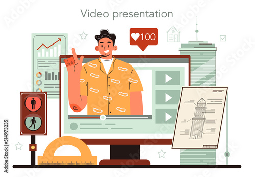 Urbanist online service or platform. Architect studying and developing