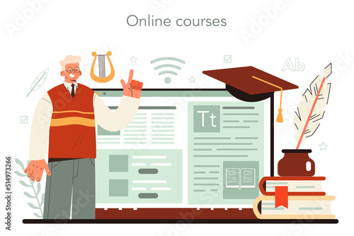 Writer online service or platform. Author writing script of a novel