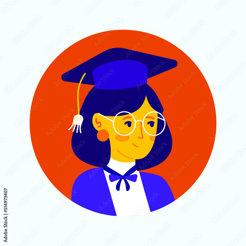 graduation student face avatar with graduate cap