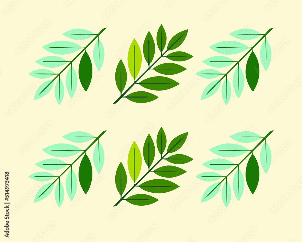 green forest fern, tropical green eucalyptus greenery art foliage natural leaves herbs in watercolor style vector