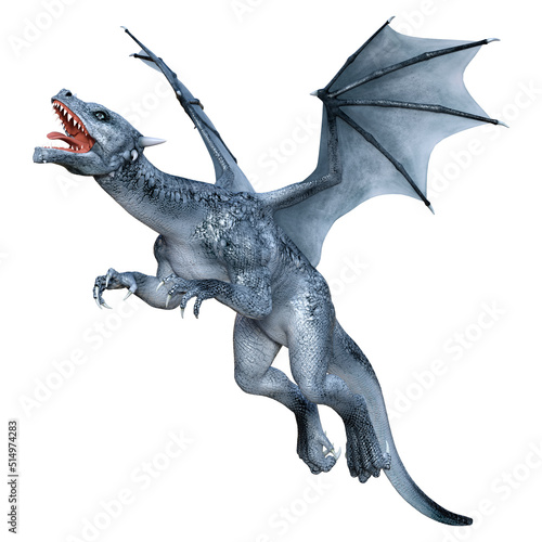 3D Rendering Fairy Tale Dragon on White