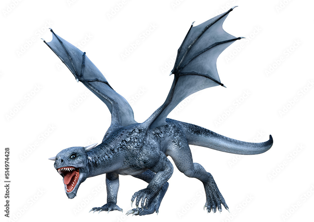 Fototapeta premium 3D Rendering Fairy Tale Dragon on White