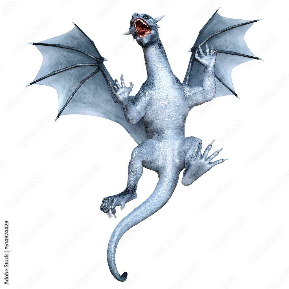Fototapeta premium 3D Rendering Fairy Tale Dragon on White