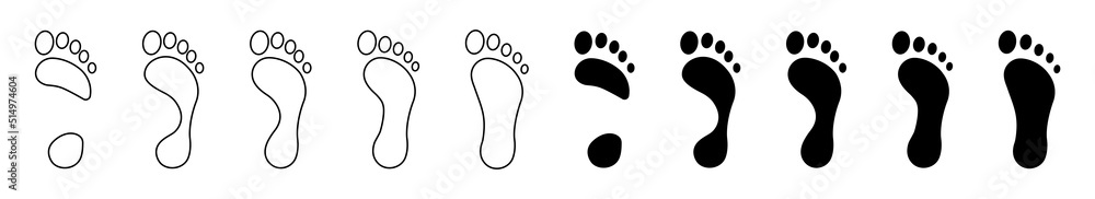 Foot print icon set. Human footstep vector sign. Foot print icon set. Human footstep vector sign.