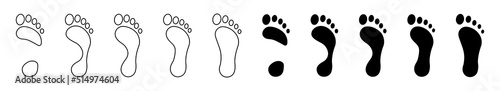Foot print icon set. Human footstep vector sign.