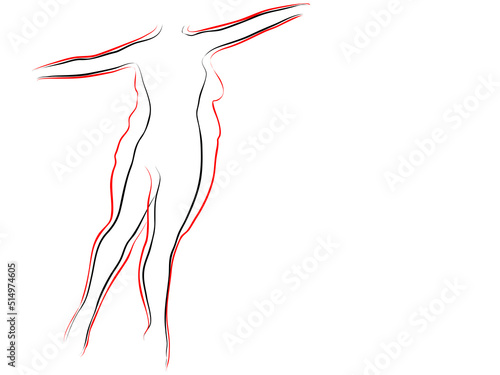 Vector conceptual fat overweight obese female vs slim fit healthy body after weight loss or diet with muscles thin young woman isolated. Fitness, nutrition or fatness obesity, health silhouette shape