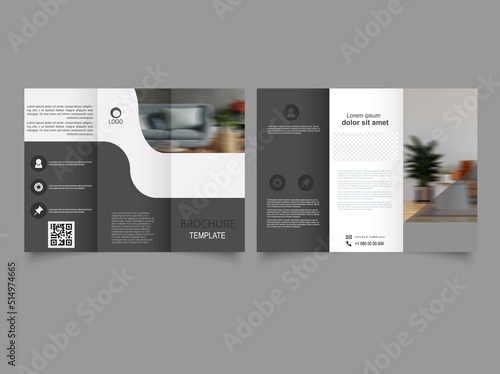 Modern trifold business brochure template. Minimal corporate trifold business brochure design template, booklet, a4 brochure, annual report, project proposal, product catalog