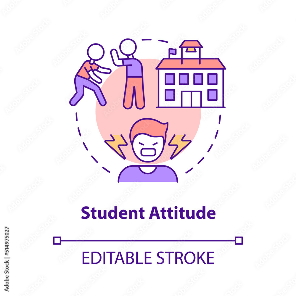 Student attitude concept icon. Poor pupils behavior. Problem in public schools abstract idea thin line illustration. Isolated outline drawing. Editable stroke. Arial, Myriad Pro-Bold fonts used