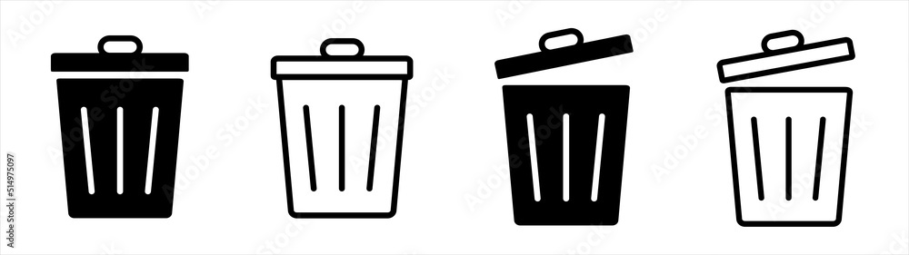 Trash bin icon set.Trash can open icon.Vector illustration Trash bin icon set.Trash can open icon.Vector illustration