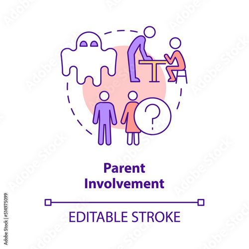 Parent involvement concept icon. Process interference. Problem in public schools abstract idea thin line illustration. Isolated outline drawing. Editable stroke. Arial, Myriad Pro-Bold fonts used