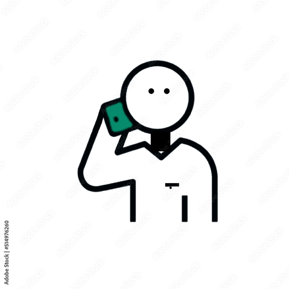 character of person making a call with a smart phone character of person making a call with a smart phone