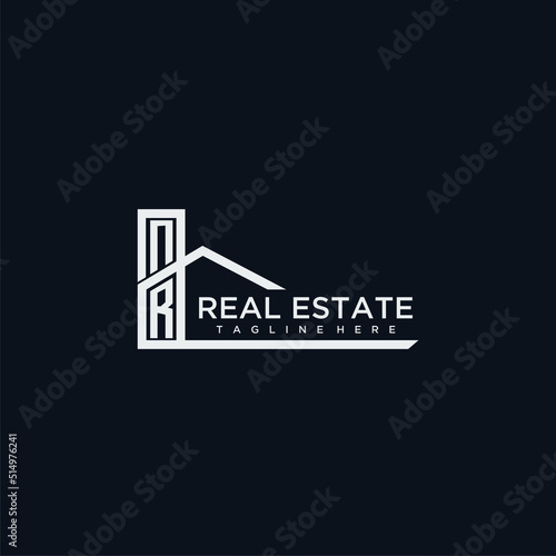 NR initial monogram logo for real estate with creative home image © adex