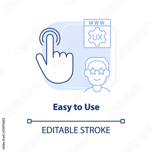 Easy to use light blue concept icon. Great website feature abstract idea thin line illustration. Simple interface. Isolated outline drawing. Editable stroke. Arial, Myriad Pro-Bold fonts used