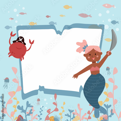 Mermaid Sea Pirate Party Invitation