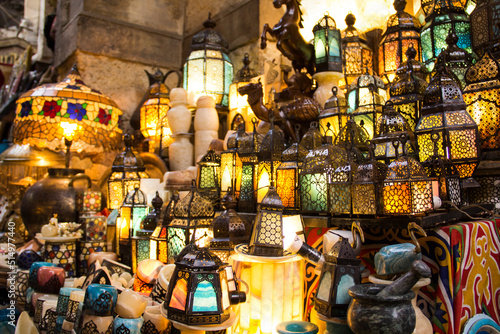 Selling souvenirs at the famous Khan el Khalili market in Old Cairo photo