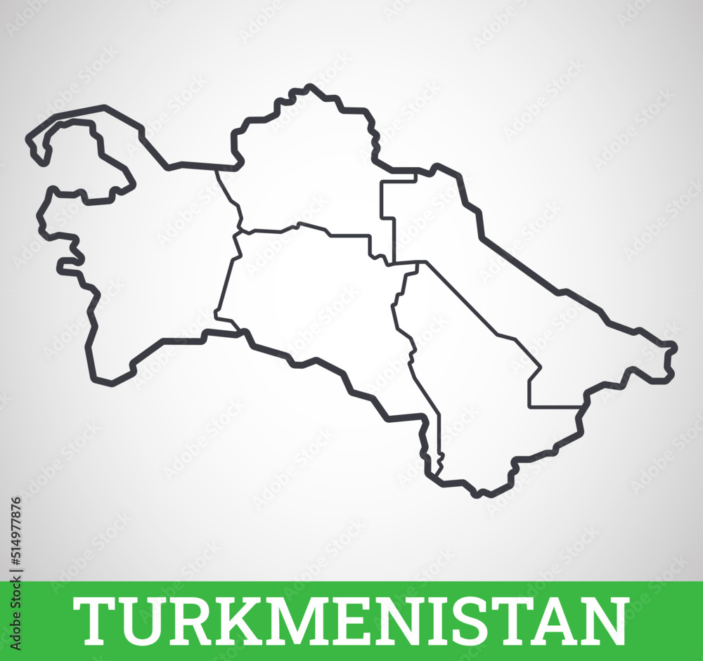 Simple outline map of Turkmenistan. Vector graphic illustration.