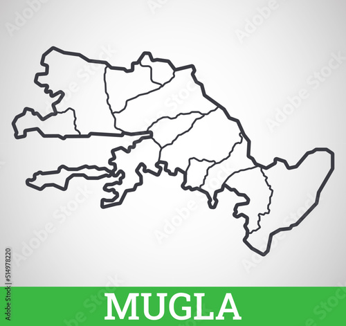 Simple outline map of Mugla  Turkey. Vector graphic illustration.
