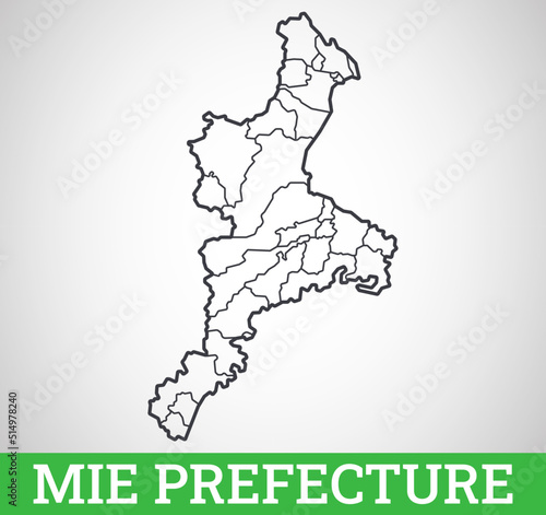 Simple outline map of Mie Prefecture, Japan. Vector graphic illustration. photo