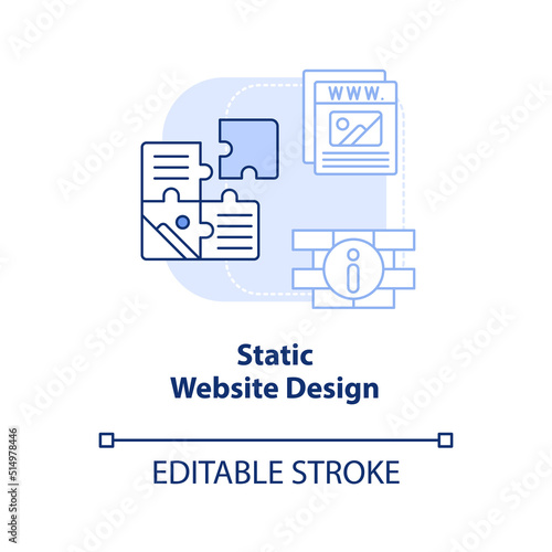 Static website design light blue concept icon. Web designing type abstract idea thin line illustration. Fixed content. Isolated outline drawing. Editable stroke. Arial, Myriad Pro-Bold fonts used