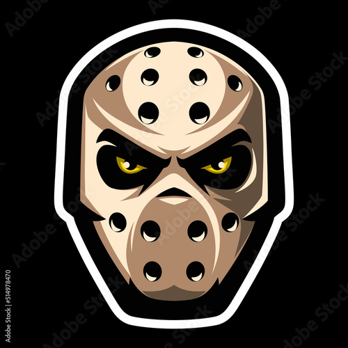 Hockey mask icon in flat style. Goalkeeper helmet. Goalie logo. Sports equipment. Sport games.