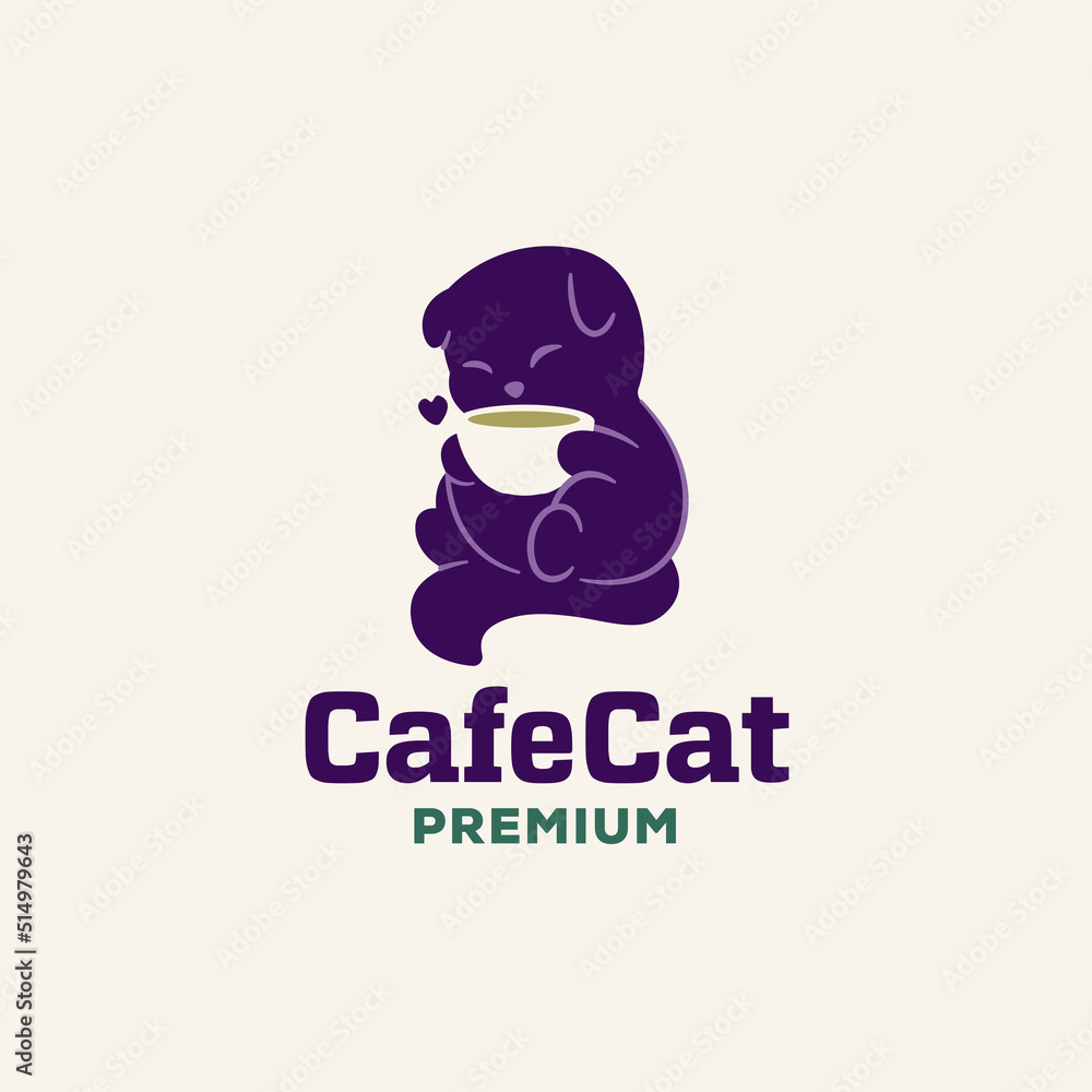 Minimal Artistic Cat Cafe Logo Template Minimal Artistic Cat Cafe Logo Template