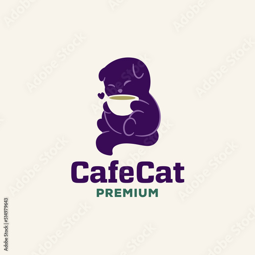 Minimal Artistic Cat Cafe Logo Template