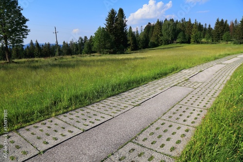 Precast openwork concrete road in Poland photo