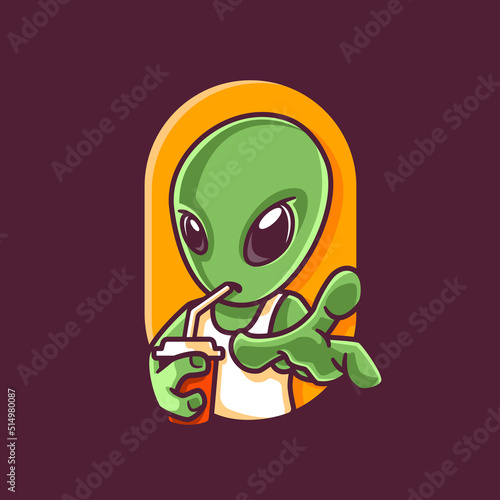 Cool Alien Restaurant Cafe Logo Template