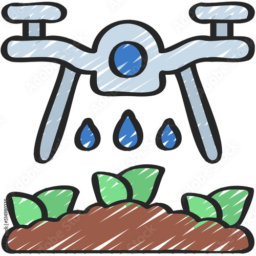 Drone Watering Plants Icon