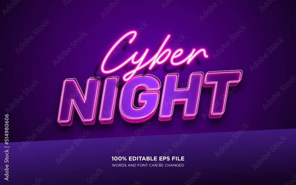 Cyber Night editable text style effect	
 - obrazy, fototapety, plakaty 