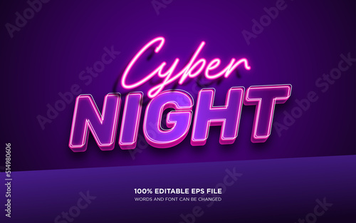 Cyber Night editable text style effect 