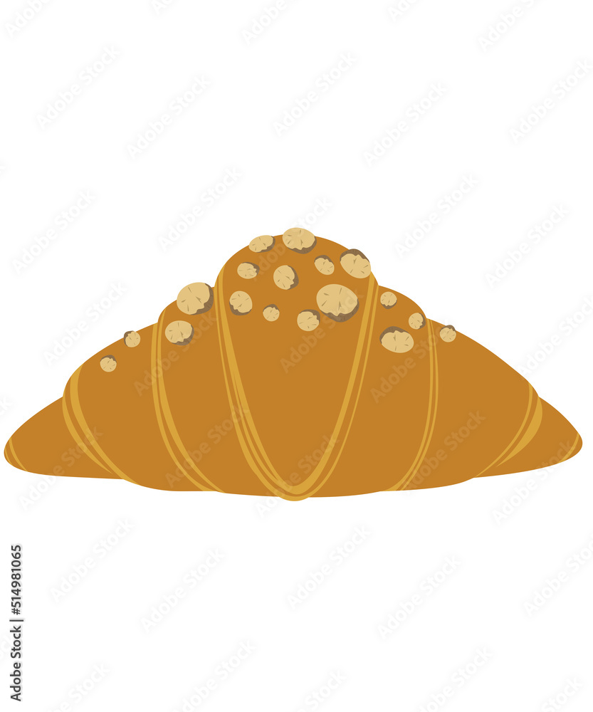 croissant light brown bread peanuts on top. Bakery food white background and isolation croissant light brown bread peanuts on top. Bakery food white background and isolation