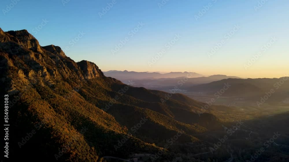 Aerial scene with drone of the autumn landscape in Puigsacalm Peak, La Garrotxa, Girona, Spain. 4K UHD Aerial scene with drone of the autumn landscape in Puigsacalm Peak, La Garrotxa, Girona, Spain. 4K UHD