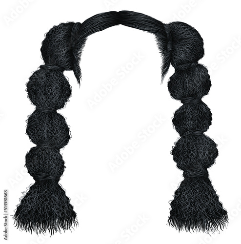trendy curly  african black  hairstyle balls from hair