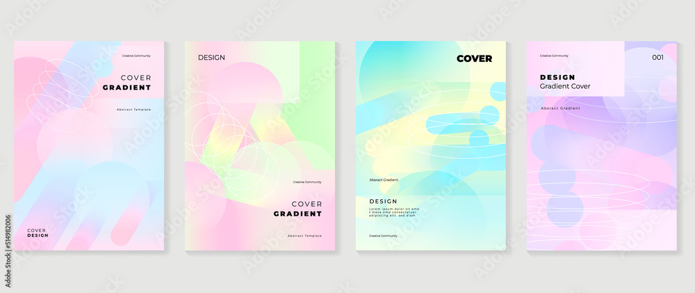 Fluid gradient background vector. Cute and minimalist style posters, Photo frame cover, wall arts with pastel colorful geometric shapes and liquid color. Modern wallpaper design for social media, idol