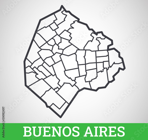 Simple outline map of Buenos 
Aries, Argentina. Vector graphic illustration.