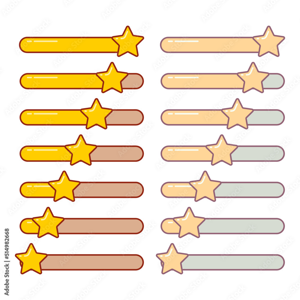 Rating stars isolated on white. Different ranks from one to five stars ...