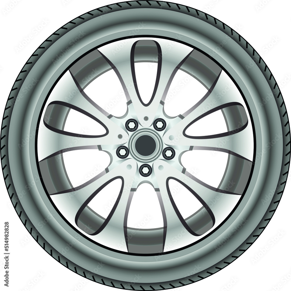 Obraz premium alloy wheel tyre against white background, abstract art illustration