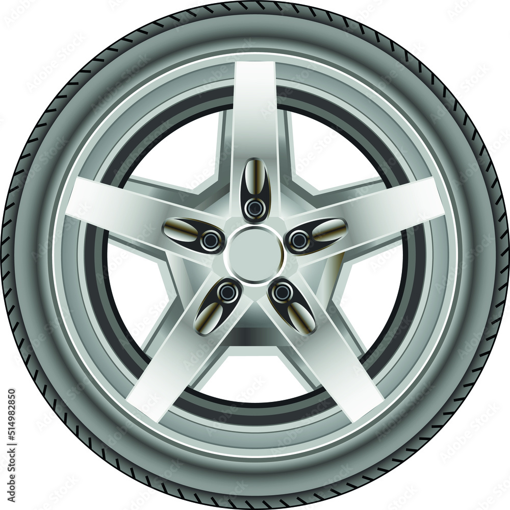 Obraz premium alloy wheel tyre against white background, abstract art illustration