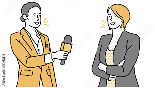 A reporter is having a pleasant conversation with an expert and checking information